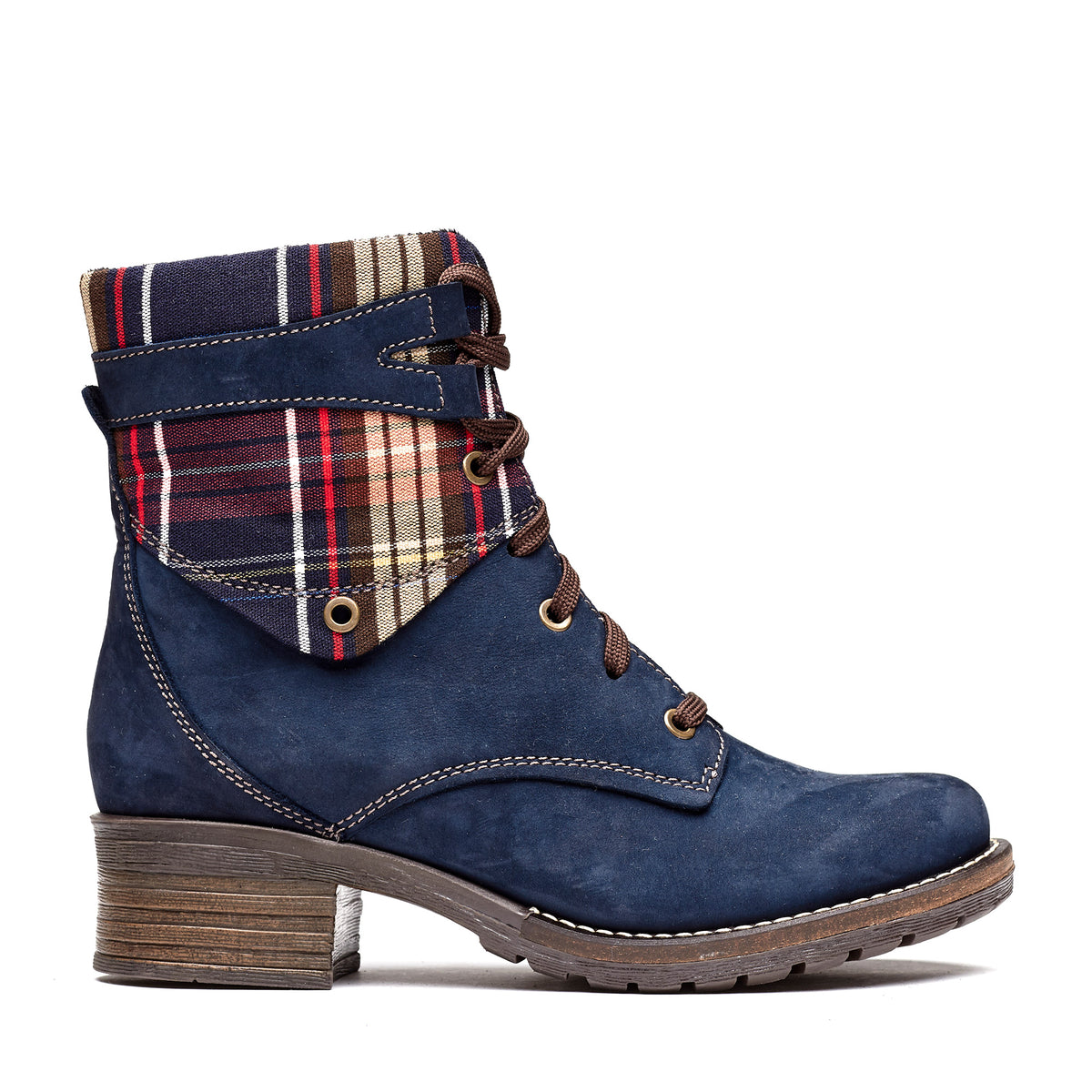 Kara Scrunched Leather & Tartan Boot