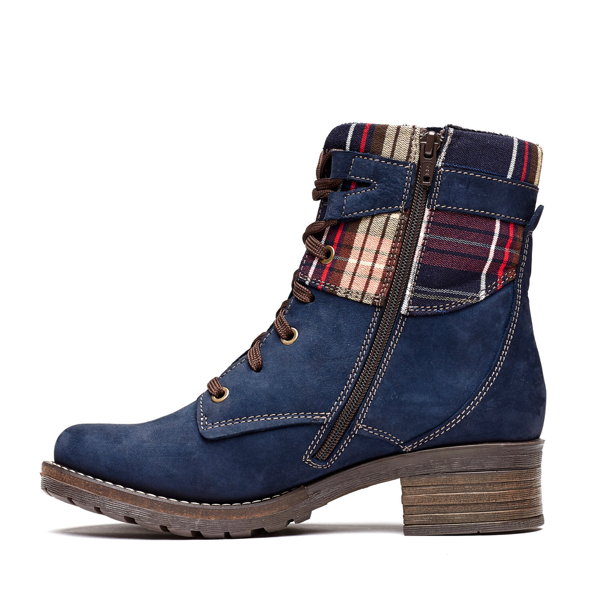 Kara Scrunched Leather & Tartan Boot