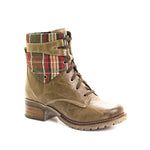 Kara Scrunched Leather & Tartan Boot