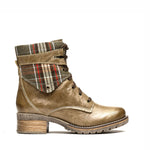 Kara Scrunched Leather & Tartan Boot