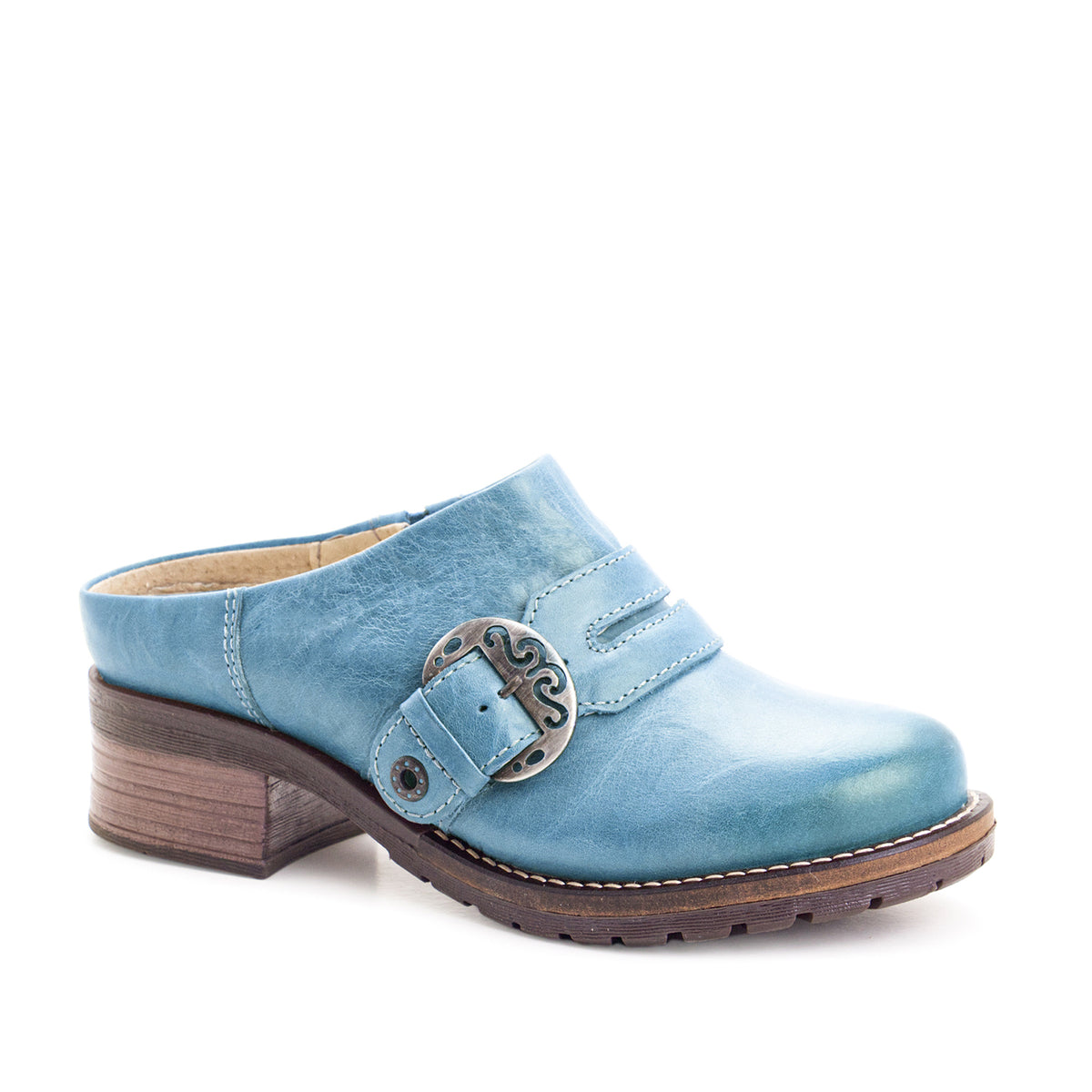 Karina Scrunched Leather Clog Mule