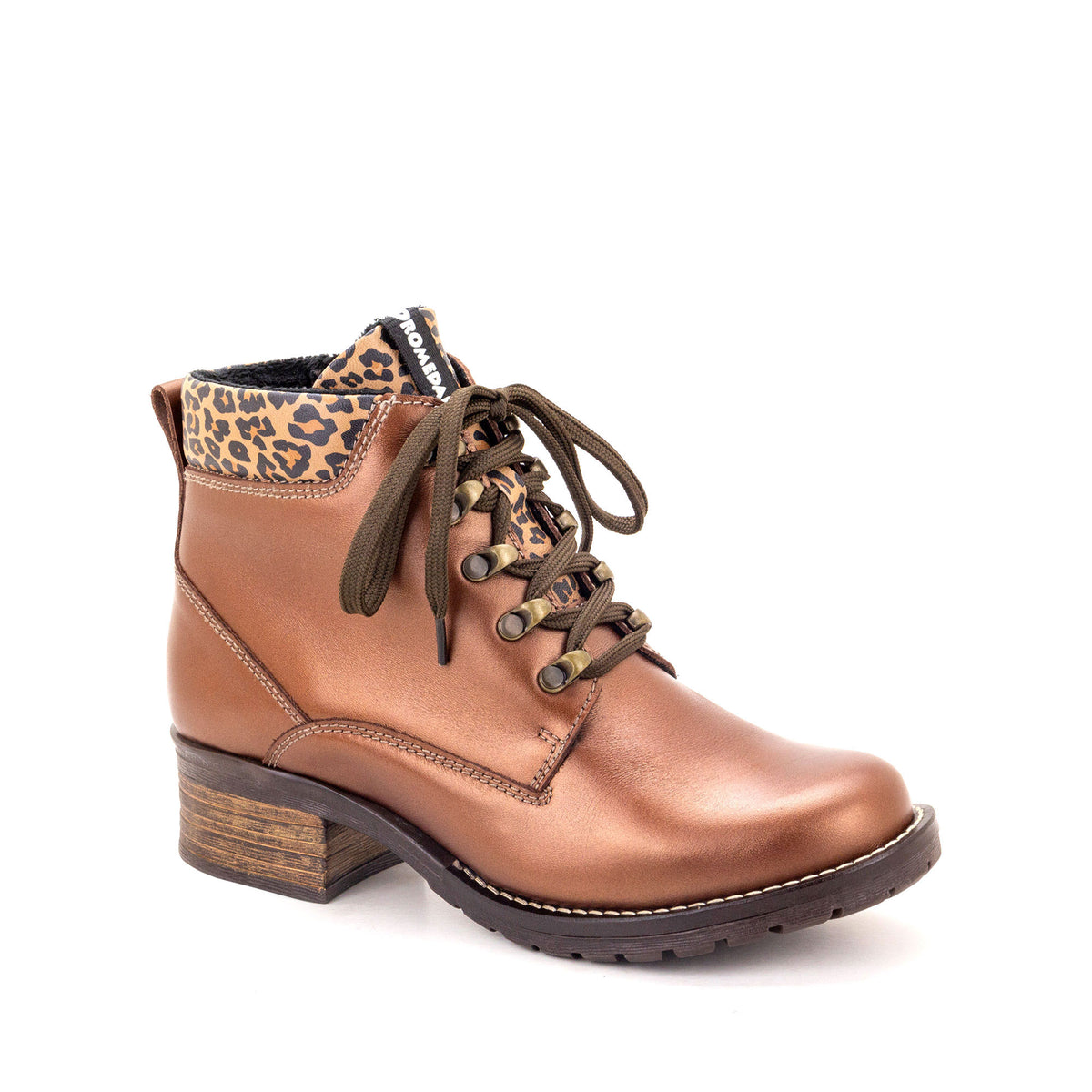 Karolina Metallic Leather Lace-Up Bootie