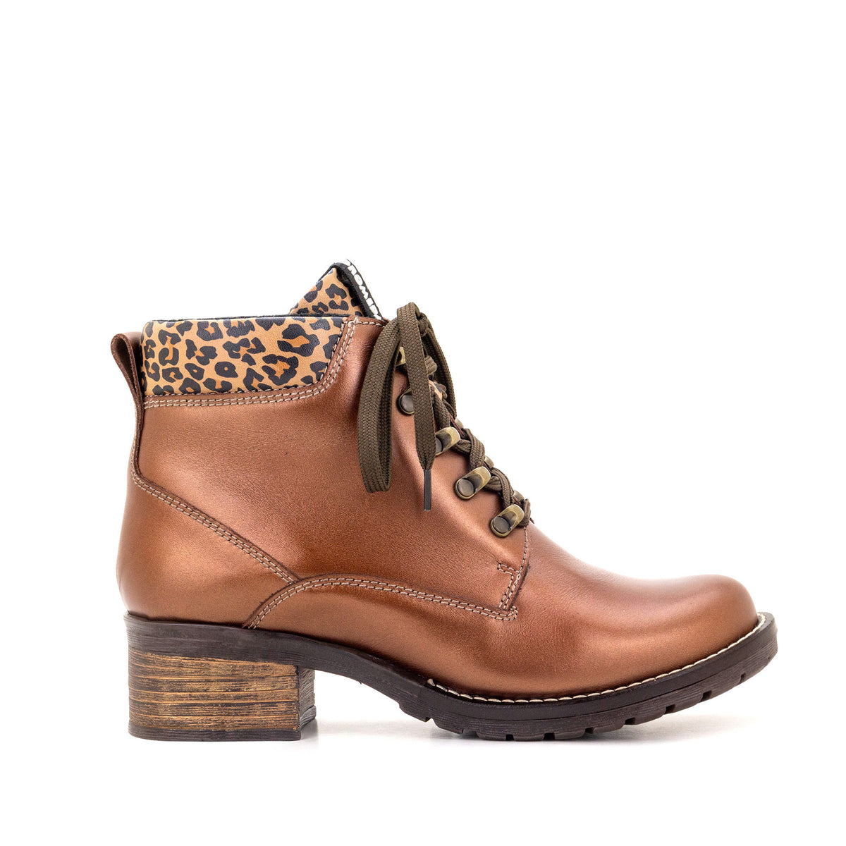 Karolina Metallic Leather Lace-Up Bootie