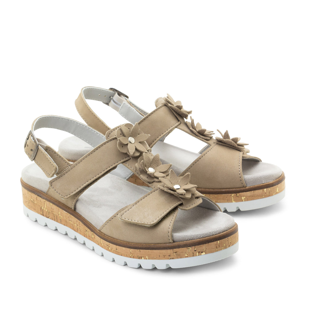 Rosine Leather Flower Adjustable Sandals