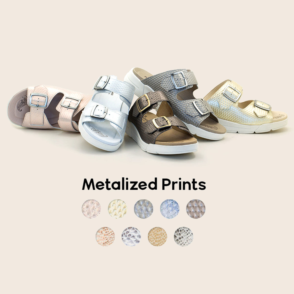 Terry Slip-On Metallic Leather Sandal in Iguana Print