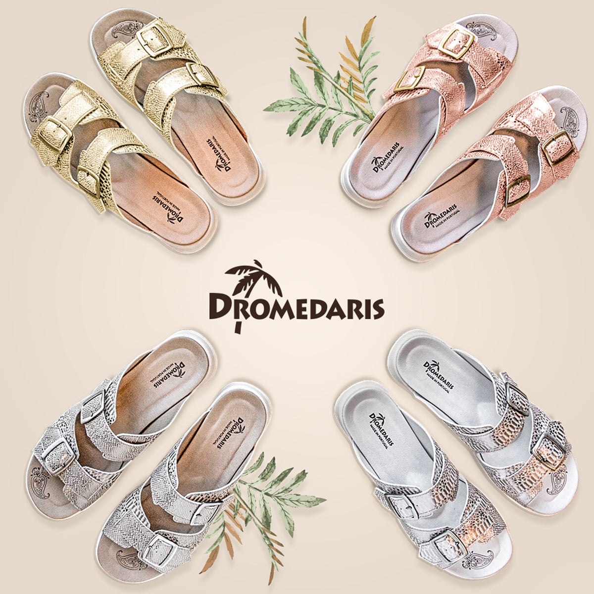 Terry Slip-On Metallic Leather Sandal in Iguana Print