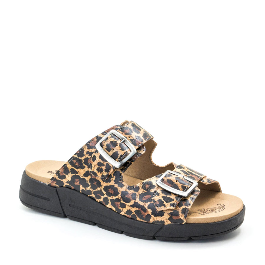 Terry Slip-On Leather Sandal in Animal Prints– Dromedaris Footwear