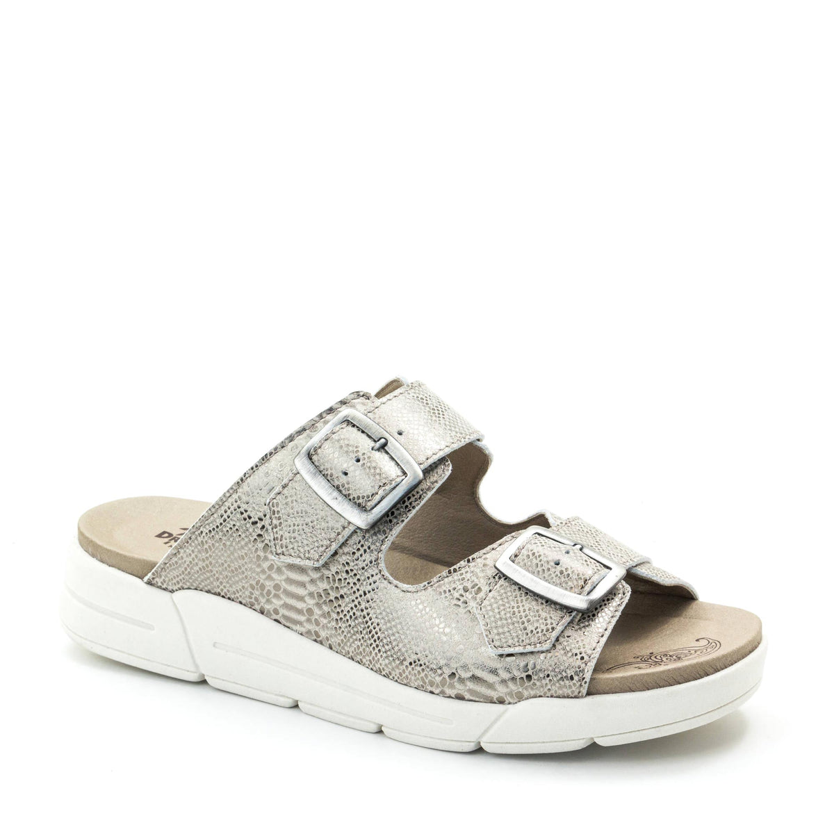 Terry Slip-On Metallic Leather Sandal in Iguana Print