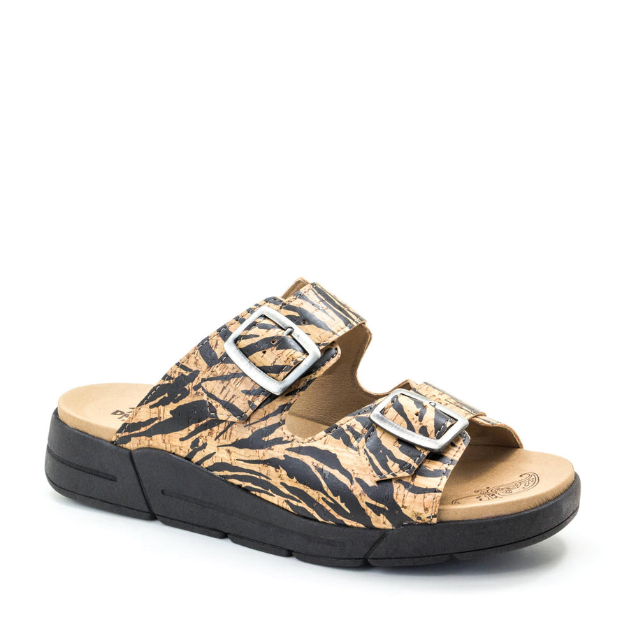 Terry Slip-On Leather Sandal in Animal Prints– Dromedaris Footwear