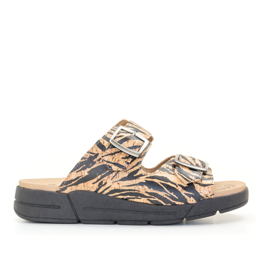 Terry Slip-On Leather Sandal in Animal Prints– Dromedaris Footwear